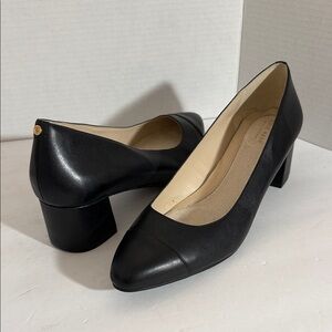 Cole Haan Women’s Black Leather Block Heel Pumps Size 10 Comfort Career Work